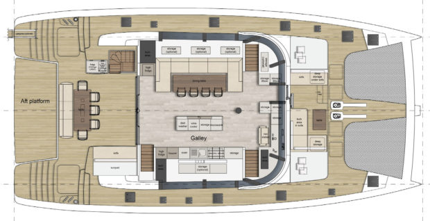 Sunreef 70 catamaran Galley UpLayout