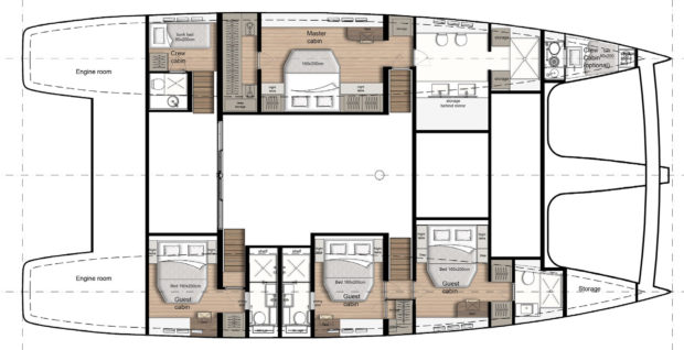 Sunreef 70 catamaran Owner Version Layout