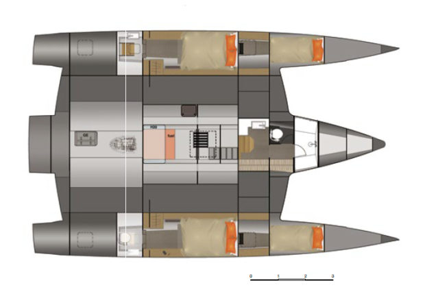 Neel 47 trimaran Layout Hulls