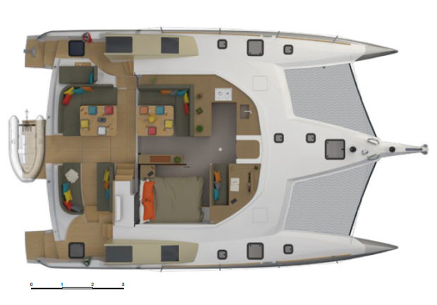 Neel 47 trimaran Layout Main deck