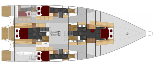 LEEN 72 Power Trimaran Layout - Aeroyacht Multihull Specialist Dealers