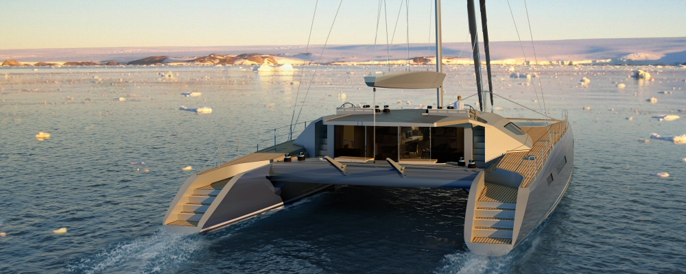 Aeroyacht 110 superyacht catamaran in Spitzbergen