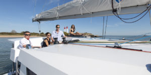 Neel 47 Trimaran sailing and interior photos