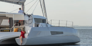 Neel 47 Trimaran sailing and interior photos