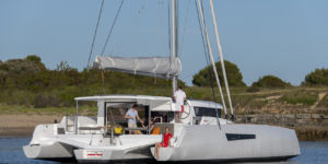 Neel 47 Trimaran sailing and interior photos