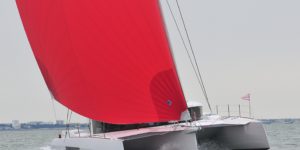 Neel 47 Trimaran sailing and interior photos