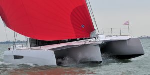 Neel 47 Trimaran sailing and interior photos