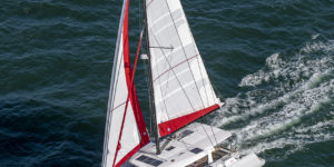 Neel 47 Trimaran sailing and interior photos