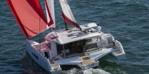 Neel 47 Trimaran sailing and interior photos