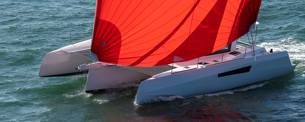 Neel 47 trimaran photo sailing fast