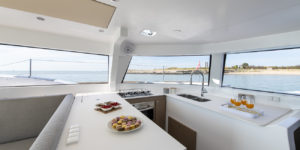 Neel 47 Trimaran sailing and interior photos