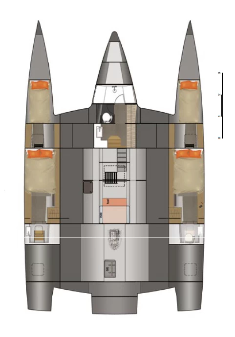 Neel 47 multihull Layout Hulls